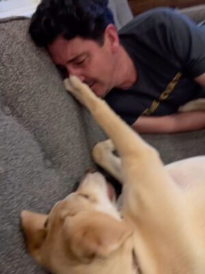 Jonathan Knight Instagram - “Talk to my paw, cause my cute puppy face ain’t listening” #adoptdontshop @sweetpawsrescue