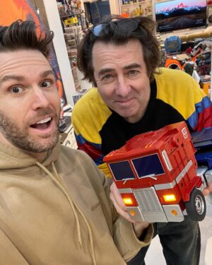 Jonathan Ross Instagram - Joel Dommett came to hang out with me today. We unboxed my new Transformers toy. It was rad and gnarly.