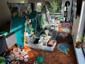 Jonnie Irwin Instagram - Got in to find my garden doom had been transformed to a jungle! Full camp was set up with tents and sensory toys and objects. Needless to say, we didn’t get to sleep til late. The boys loved it. All set up and taken away the next day. Thanks very much  @darkskysleepovers