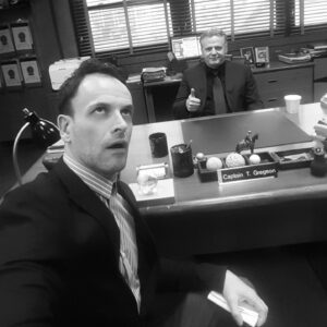 Jonny Lee Miller Instagram - #tbt Rehearsing with Aidan Quinn on #elementary. One of the nicest people on earth. None of us loved that office by the end tho tbh.