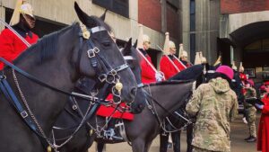 Jonny Lee Miller Instagram - Had the honour of getting a tour of Knightsbridge barracks the other day, and visiting the Household Cavalry! It’s a village unto itself in the heart of London. The farriers shop is like stepping back in time and the skill, pride and history in all the departments, from tailors to leather works is incredible. Many thanks to all for the hospitality and especially @c_newby_ ! #householdcavalry #lifeguards #bluesandroyals