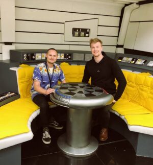 Joonas Suotamo Instagram - Happy Sunday and may the Force take you great places this coming week! This was taken at the Solo press tour, they built an awesome Falcon for the press to enjoy! My man Sonny Merchant was there as well, taking care of all the props. We even had time to play a round of Holochess. For some reason Sonny seemed to want me to win. 😅