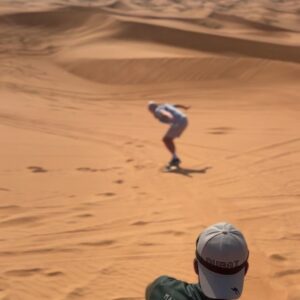 Jordan Davies Instagram - DJing to the Desert 

Day 1 was all about the DJ’ing but today was about exploring the dessert. Getting to Ride camels, sand boarding & driving buggy’s all over the desert was so much fun. 

This was always something I wanted to do when I was here & thank you to the @bnbtravelandtours for taking us on the journey. Was a day to remember. 

Tomorrow it’s back to business 😎🎧 @fivepalmjumeirah