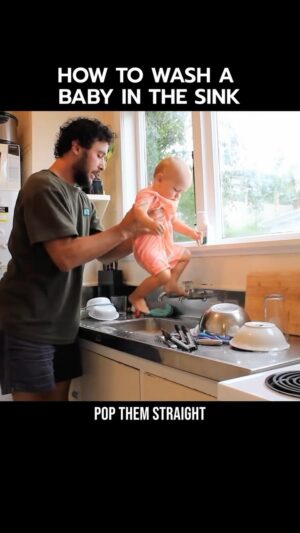 Jordan Watson Instagram - How to wash a baby in the sink 
 #babytips #baby #parentingtips #howtodadnz