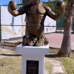 Jorge Arce Instagram - Buen día mi raza, hoy develamos aquí en mi tierra Los Mochis, mi estatua, agradezco a las autoridades municipales, a mis amigos de Chevron⛽️ este reconocimiento a mi trayectoria boxística🥊 muchas gracias. Felices fiestas 🥳 🎈 🎉 decembrinas🎁