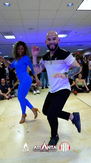 Jorge Burgos Instagram - Always bringing smiles to our faces. 🤩 These two beautiful dancers @atacaylaalemanaofficial never disappoint!  @atlantasalsabachatafestival And guess what? It’s only Friday! Let’s keep the good energy flowing! 💃🕺💙