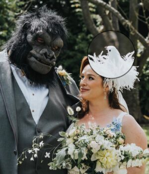 Jorge Garcia Instagram - Happy first year anniversary babe!
For our wedding instead of “boy meets girl” we went with the theme “bird meets gorilla.”