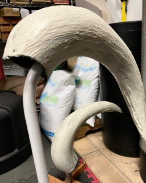 Jorge Garcia Instagram - Here’s how I made the head on my Krampus costume.
I had an old Wolfman mask where the latex on the face was starting to get crunchy. So I cut it out and kept the fur cowl figuring I’d use it for something someday. Then when this Krampus project showed up I thought it was a good place to start. I watched a horn making video on YouTube from @stiltbeaststudios. Basically you form the horns out of EVA foam. Then paint them with liquid nails to give them a nice texture. Then paint them to your liking once they dry. To attach them I made a couple of cylindrical bases which I poked through holes in the fur and contact cemented the horns to those nubs. Voila. Turned out way better than I had expected on my first try. I also got some help from my wife adding fur around the face and sewing those fur legs for me.