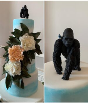 Jorge Garcia Instagram - Happy first year anniversary babe!
For our wedding instead of “boy meets girl” we went with the theme “bird meets gorilla.”