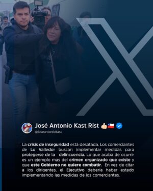 José Antonio Kast Instagram - La crisis de inseguridad está desatada. Los comerciantes de Lo Valledor buscan implementar medidas para protegerse de la delincuencia. Lo que acaba de ocurrir es un ejemplo mas del crimen organizado que existe y que este Gobierno no quiere combatir.  En vez de citar a los dirigentes, el Ejecutivo debería haber estado implementando las medidas de los comerciantes.

#loValledor
