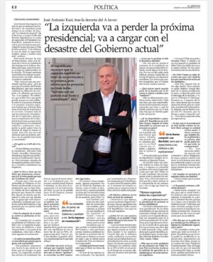 José Antonio Kast Instagram - Les dejo mi entrevista en El Mercurio de hoy, 23 de Diciembre del 2023 ✌🏻🇨🇱
