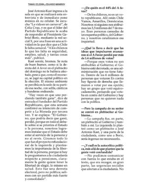 José Antonio Kast Instagram - Les dejo mi entrevista en El Mercurio de hoy, 23 de Diciembre del 2023 ✌🏻🇨🇱