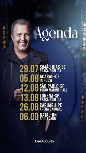 José Augusto Instagram - Passando aqui pra convidar todos de Simão Dias para este lindo encontro, e já deixar marcado os nossos próximos shows com vocês 💙

#joseaugusto
