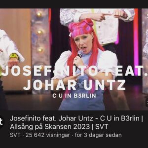 Josefin Johansson Instagram - För er stackare som missade årets bästa (och kortaste?) eurokonsert - den finns både på SVT och youtube. In och luta örat mot våra bpm, dom är många och tål flera spelningar.