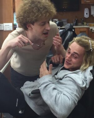 Joseph Mazzello Instagram - Thank you for all the messages and well wishes yesterday for my birthday! As a reward, here is a picture from my birthday five years ago while shooting #bohemianrhapsody where I tried and eventually succeeded in force feeding my birthday cake to Ben who was attempting to stay in shape for the role. Photo cred @mrgwilymlee 

Thank you so much to all you fans who support me through all my ups and downs. You’re the best! #mazzellomafia
