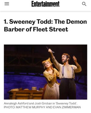 Josh Groban Instagram - Thanks @entertainmentweekly for putting @sweeneytoddbway at the top of your 2023 best of Broadway list! ❤️💈