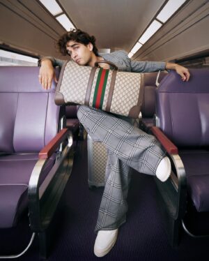 Josh Heuston Instagram - Who we waiting for? @gucci 🚃 #GucciAncora
#Gucci