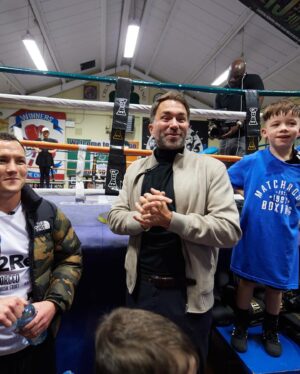 Josh Warrington Instagram - Went to the @crumlinboxingclubofficial 🥊 last night. 
A joy to see the gym so packed out and training away. 
@matchroomboxing and @eddiehearn set the kids off with a challenges.
Press ups for the seniors and plank for the juniors, with the winners receiving a prize! 

Both sets gave everything but one little lad stood out. 
After around 20 minutes had passed, young Jackson was down to the last handful.
A few had noticed that he was in some discomfort. After Eddie speaking to the lad, I then knelt down to tell him to basically stop. His response. 
“No because I don’t want to lose” 😯
This kid is 7. 
Pushing himself to the absolute max. 
Eventually pulled to his feet, a big fuss was made over him. 
Not because he lasted so long but the mindset and refusing to lose. 
Especially in a softening world when it’s just good to ‘Take part’…
Whatever this kid does, whether boxing or not, he will go far in life … 👍
Great to meet you @jackson_hurricane_kearney 🤝