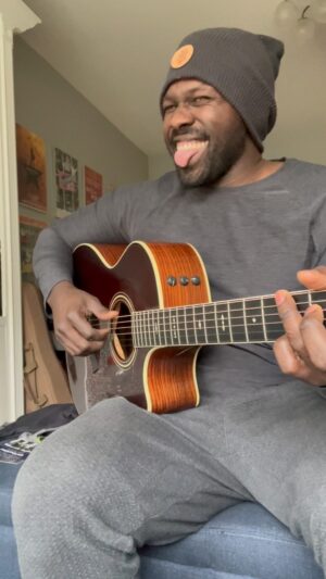 Joshua Henry Instagram - Breaking patterns | Building New Ones. 
Singers, write verse to this! What words do you hear??? @lia_man st
🧢: @thegrit
#TheConversation #singersongwriter #originalmusical #guitarpicking #songwritingchallenge