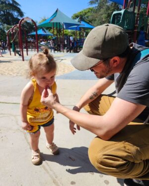 Joshua Ovenshire Instagram - Tried to give Gwen a little bit of ice cream at the park, and she was very very skeptical