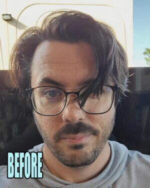 Joshua Ovenshire Instagram - Been growing my hair out and it's gotten a bit unruly. Here's a little before, after, and the inspo. I'm no Rick, but imma try. Oh, and Gwen cuz she was being cute