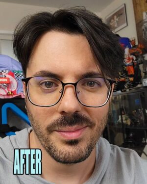 Joshua Ovenshire Instagram - Been growing my hair out and it's gotten a bit unruly. Here's a little before, after, and the inspo. I'm no Rick, but imma try. Oh, and Gwen cuz she was being cute