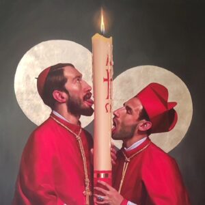Juan Fernández Instagram - "La venida del Señor" 
Este lienzo forma parte de la exposición "Las plumas ardiendo al vuelo" obra del pintor mejicano @fabian_chairez Pueden visitarla en el museo La Neomudéjar en Madrid. Muy recomendable.