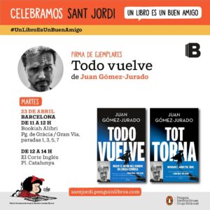 Juan Gómez-Jurado Instagram - ¡Este martes 23 os espero en Barcelona! 
Aquí tenéis el horario y lugares en los que estaré dedicando ejemplares durante #SantJordi24. ❤️