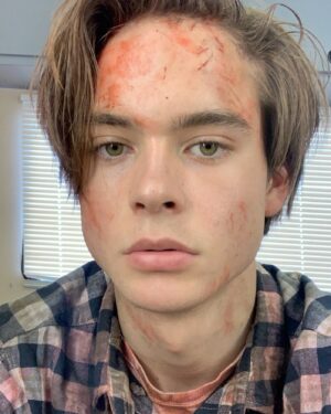 Judah Lewis Instagram - I actually think this was the day on set with the least amount of blood @thebabysitternetflix