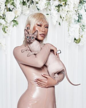 Jujubee Instagram - serving meow meow with @papermagazine 🐈‍⬛ 

Art Direction: @craighemming 
Model: @jujubeeonline 
 Photography: @kylegalvin_ 
Styling: @hollyblowslightly 
Production: @angelggbrown 
Hair: @rosskwan @aframe_agency (using Bumble   Bumble) 
Makeup: @louisehallmakeup (using Anastasia Beverly Hills)
 Set Design: @carolinamizrahi_studio 
Nails: @Lallan.y.a (using @opinailsuk) 
Flower Design: @yanskates 
Photography Assistant: @oliverfrancis 
Fashion Assistants: @frankieetyler and @adamatylda 
Hair Assistant: @hairby_connor
 Set Design Assistant: @livsnowden_design 
With Special Thanks to Katherine Delaney   Sya Groosman

Assistant: @lukepukes 

Link in Bio.