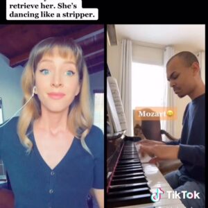 Julia Aks Instagram - “Come Get Her” but it’s opera. with @jadonarmon 
Also I do not speak any of these languages plz be kind 😬
(Also yes, music nerds, Chopin was technically Polish.)
((Also this video is like...meta-niche??) #somebodycomegether #shesdancinglikeastripper
