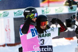 Julia Dujmovits Instagram - It was a pleasure to race with @juliadujmovits to this mixed-team victory 😍 thanks Julia for this💯

Big thanks to the @snowboardteamaustria and @snowboardweltcupgastein , my family and friends at home😍

It’s so freaking cool and I will never forget this feeling of the last two days❤️

Congrats to the whole podium💯🤩

2nd @natasha.sob and @karlagachev_dimka 
3rd @huabrooo_elias and @ramona_hofmeister 

#snowboard #austria #badgastein #victory #team