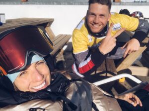 Julia Dujmovits Instagram - Fun riding today at @piancavalloworldcup and happy with my performance :) Tomorrow let’s go @arvid_auner 💯 team mixed competition 😊

#teamaustria🇦🇹 #snowboarding #sunkissed #italy #coffeetime @fissnowboard