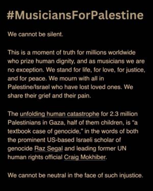 Julia Holter Instagram - musicians can sign the letter at https://musiciansforpalestine.net ❤️ @musicians4palestine