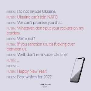 Julia Ioffe Instagram - It’s the Russian custom to reach out to business partners and clients to wish them a happy new year, so as part of his series of end-of-the-year calls with international dignitaries, Vladimir Putin rang Joe Biden for the second time this month. Piecing together official read-outs of what Russian and American advisors told the press immediately after the conversation, Julia Ioffe paraphrased how the talk went down between Putin and Biden. Read more at the link in bio.
