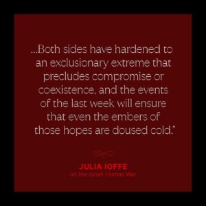 Julia Ioffe Instagram - “Neither Israelis nor Palestinians seem to want [a two-state solution] anymore,” Julia Ioffe writes. “They each want a state of their own, a state without the other, and the ethno-nationalism that built Israel—born as it was out of slaughter and oppression—has fueled the ethno-nationalism of the Palestinians, born out of the exact same elements.”

“The plan seemed to have been to wait each other out—or, if they were Israelis, ignore the problem and their complicity in it,” Julia continues. “Now, it is to fight to the death.”

Read Julia’s personal note on the tragedy in Israel at the link in bio.

#Israel #Palestine