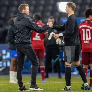 Julian Nagelsmann Instagram - Starke Vorstellung in Berlin!
Viel Spielfreude, viel Wille, viele Abschlüsse. Gut gemacht Männer. 

#MiaSanMia @fcbayern