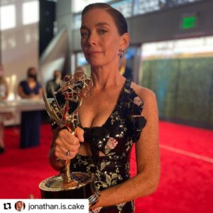 Julianne Nicholson Instagram - Thank you @giambattistavalliparis for lending me the most exquisite dress I’ve ever put on. And @nikoskoulisjewels for the sparkly gems and @judithleiberny for the seashell pink clutch and @manoloblahnik for the shoes that carried me safely and stylishly through the evening. @blondiewoodbeauty and @guiniushair have been doing my hair and face for years and it felt very special to have them with me on this day.💗 And thank you to my new friend @jeanannwilliams for thinking of allllll these details including my heavenly @joannavargas facial and my at home (decadent!) nails by @tlsutterllc. Thank you all for sending me out into the day feeling like a million bucks. 💗💗💗