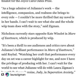 Julianne Nicholson Instagram - This makes me SOOOOOOO happy. Thank you @laurazigman ! And Mark and everyone at #wiip  Can’t wait to get started. 🎉