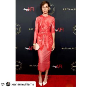 Julianne Nicholson Instagram - Thank you @americanfilminstitute for a lovely lunch and place to see old pals. And thank you @thombrowne for such a dress to wear there. ❤️