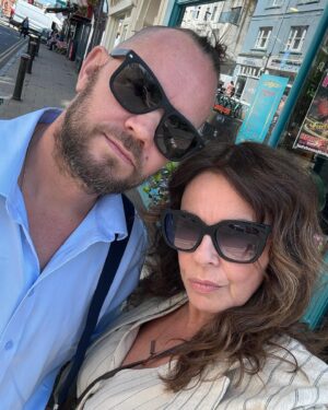 Julie Graham Instagram - Well..a big gay wedding 💒 thanks @garyforde_starhaircare for the fabulising 👑 @tombarrie667 see you soon baby! 💕🥂 togs by @myleeneklass ⭐️