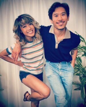 Julie Zhan Instagram - @iamlawrencekao and I pretending to be someone’s parents from the ‘70s ☺️ movie magic 💫 @collidoscope.co @88rising @nikizefanya #danielcloudcampos @meekoh
