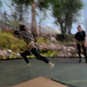 Julie Zhan Instagram - If these guys got a quarter for every time I cussed that day 🤣🤣🤣 cannot tell you how much FUN this was, especially with a bunch of talented kids at heart. Was I able to move the next day? Absolutely not. Would I do this all the time anyway? Fuck yeah. Thanks to this phenomenal stunt   rigging team: @maxhv85
@belieu_stunts @caitlinhutson 
@pabloruffberganza @mark_poletti @datnickkray @orbitalvirtualstudios #stunts #virtualproduction #wirework