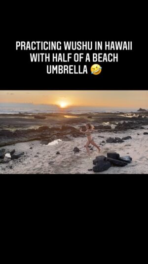 Julie Zhan Instagram - When you can’t bring your staff to Hawaii.. #wushu #martialarts #hawaii
