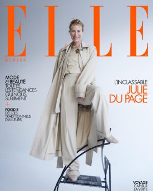 Julie du Page Instagram - Ma première réaction quand j’ai su que j’allais faire le cover du @ellequebec ? « Pincez-moi je rêve! » 

Je me suis laissée porter par cette belle aventure et j’ai savouré chaque instant. Du photoshoot (où je suis sortie de ma zone de confort) à la magnifique entrevue sans filtre de @joaniepietracupa 

Un grand merci @lancomeofficial @ameliefortiercyr @ilhem.ker et à toute l’équipe. Depuis 1 an 1/2, vous me faites vivre des moments inoubliables! 💕 En vous, je retrouve une famille. 

Et bien sûr, un merci spécial à toute l’équipe du @ellequebec. Quand j’étais adolescente, ma marraine m’a abonnée au Elle France (il n’y avait pas encore la version Qc) et chaque numéro que je recevais par la poste était un événement. Du haut de mes 14 ans, j’étais loin d’imaginer qu’un jour je serais la cover girl de ce prestigieux magazine…

Je suis fière! Encore merci à toute l’équipe @ellequebec 
@sophiebanford 
@joaniepietracupa 
@lauriedup 

Photographe @d.picard Assistant photo @pachakal Directrice de création & styliste @olivia_leblanc Assistantes au stylisme @indiannna @juliettebourbonniere Maquillage @ronnietrembaly (@folioartists, avec des produits @lancomeofficial) Coiffure @turpinsteven (avec des produits @moroccanoil) Productrice @penelope.lm Assistante à la production @scormz

Merci à mes complices 😘 @martine158 
@izamasse2 #bichango