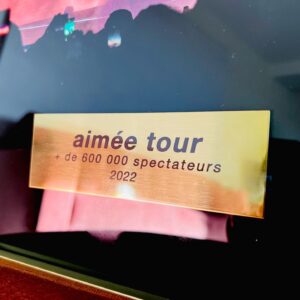 Julien Doré Instagram - Aujourd’hui avec @simoneetjeanmarc on accueille cette nouvelle récompense qui célèbre   de 600 000 spectateurs sur la tournée #aiméetour 🏅💕 
Merci à VOUS d’être venus si nombreux remplir d’amour les plus grandes salles de France, Belgique, Suisse (et plusieurs fois), merci aux équipes, merci @arachneeproductions &  @benjourdain & merci à toutes celles et ceux avec qui j’ai construit ce spectacle unique 🐳🐋🐬🦖☁️❤️