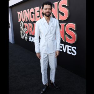 Justice Smith Instagram - they call me ranch cuz i stay DRESSING ✨✨🌽😌🦷 
had to show off the suits from the dnd press tour 

🫀@dolcegabbana for berlin and paris premieres
🫀@alexandermcqueen for london premiere
🫀@dior for la premiere

(s/o to my stylist and the main man  @apuje !!!)