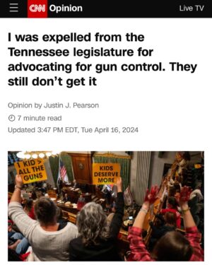 Justin J. Pearson Instagram - More guns in schools is dangerous and republicans are refusing to listen to teachers and parents who do NOT want this. Please check out my latest opinion piece in @cnn on how house republicans are pushing for more guns in schools despite the majority of Tennesseans and Americans—especially parents, students and law enforcement professionals—being against it. Link in bio.