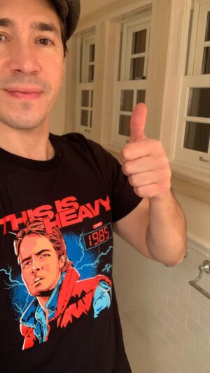 Justin Long Instagram - This IS heavy! My favorite actor just released a clothing line of my favorite movie! Check out the link in my stories or on Mr Fox’s IG for how to get your hands on some before they become ERASED… FROM EXISTENCE! #NotAnAd #JustDeepLove #backtothefuture ❤️🕰️