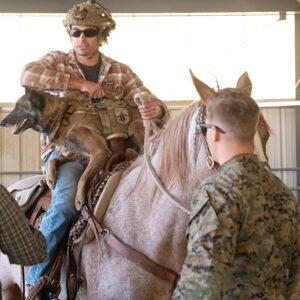 Justin Melnick Instagram - Such a wonderful experience with the  @marines  and the @theuso … always so inspiring to get to meet Such an awesome group of people…. And of course @ditathehairmissile stole the show…. #horsenation #workingdogsofinstagram #uso #usarmedforces #usmc